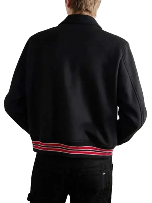 AMIRI Bones Twill Varsity Jacket Black & Red