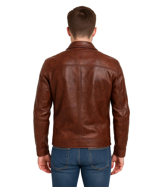 Abstract Maroon Leather Jacket