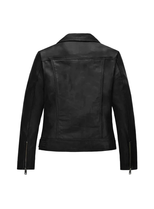 Fearless Fashion – Black Biker Leather Jacket for Women