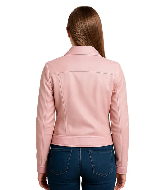 Pink Classic Leather Jacket