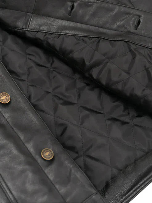 Trucker Style Genuine Black Leather Jacket