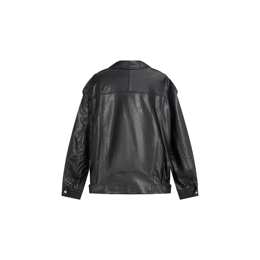 Women's Belted Black leather jacket