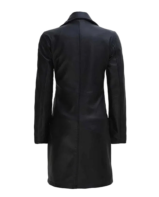 Women's Real Leather Black Coat