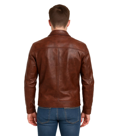 Abstract Maroon Leather Jacket