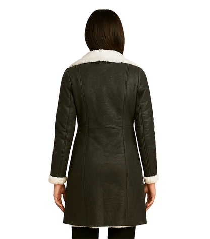 Amie – Black Double Breasted Shearling Coat