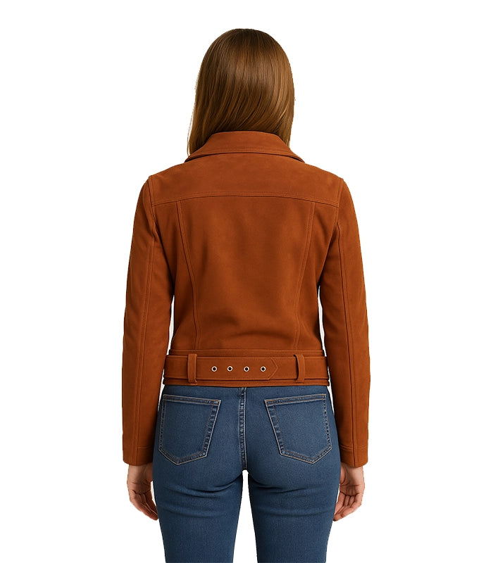 Brown Suede Biker Jacket Women