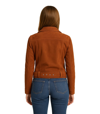 Brown Suede Biker Jacket Women