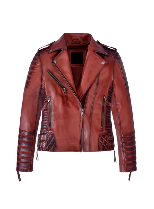 Charlotte Burnt Red Leather Jacket