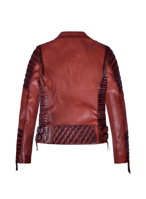 Charlotte Burnt Red Leather Jacket