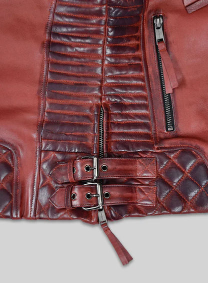 Charlotte Burnt Red Leather Jacket