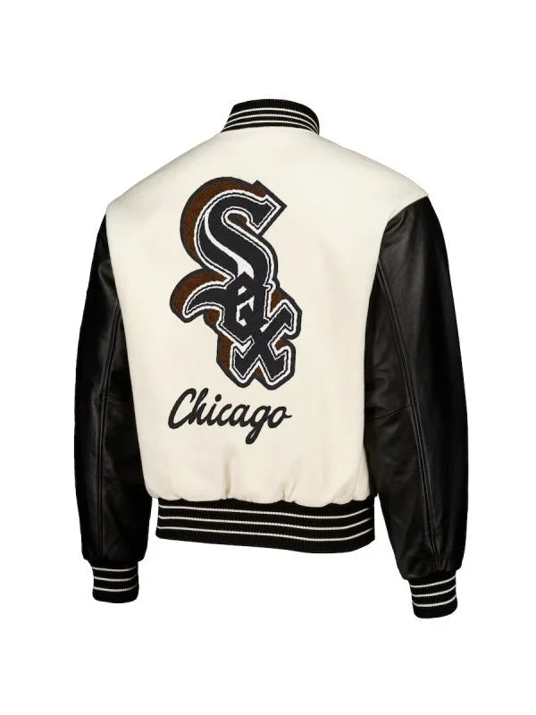 Chicago White Sox PLEASURES White Full-Snap Varsity Jacket
