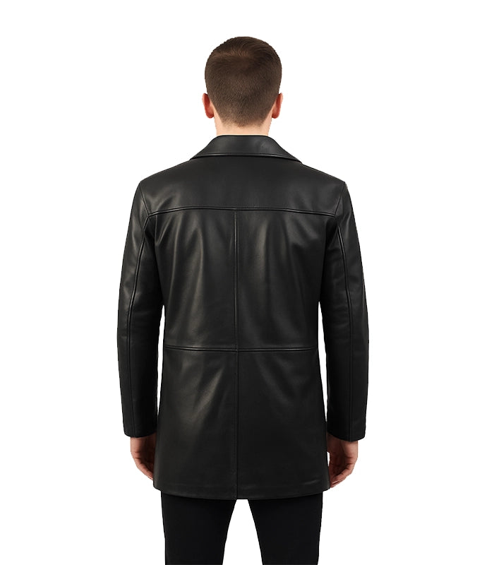 Classmith Black Leather Trench Coat