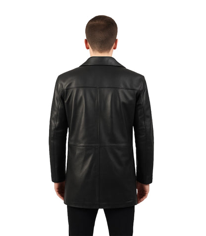 Classmith Black Leather Trench Coat