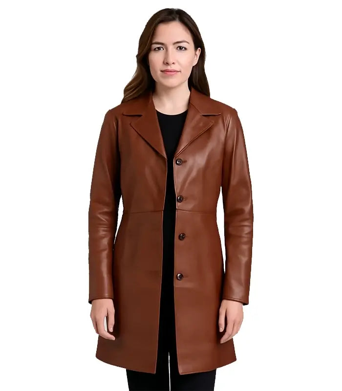Don Long Brown Leather Coat
