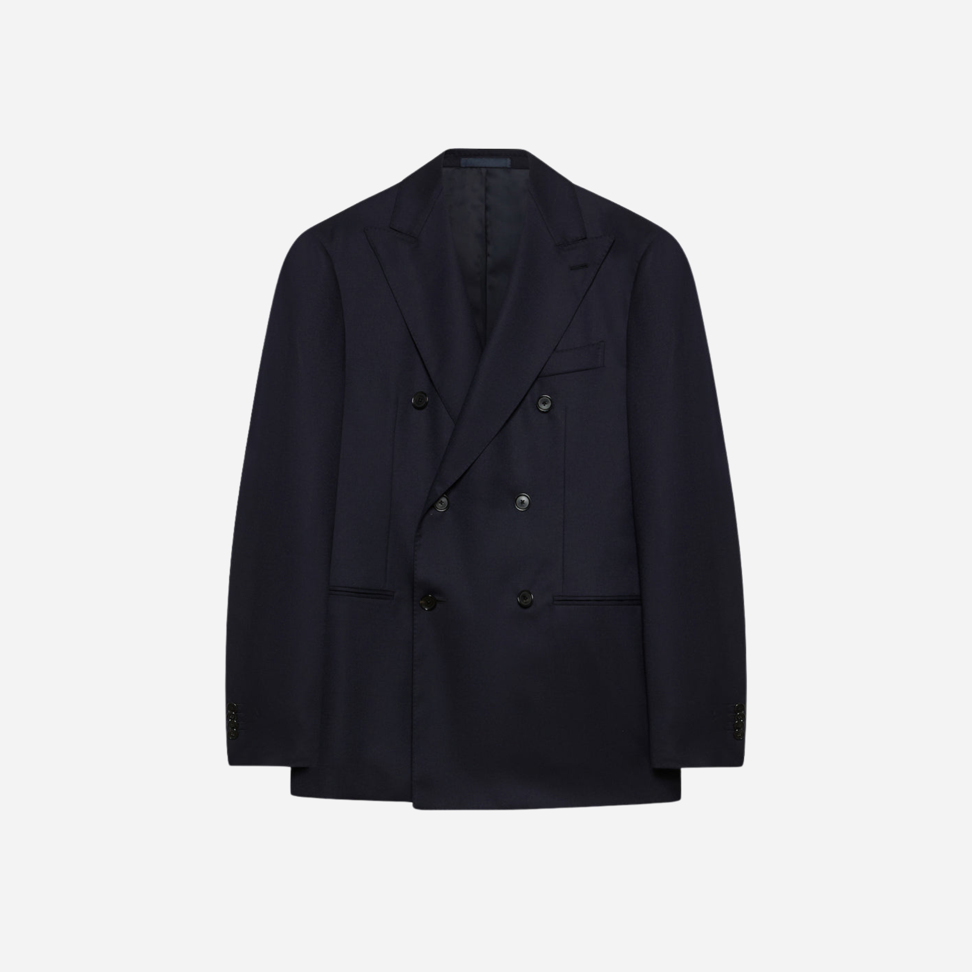 Double-Breasted Aida Blazer in Blue Wool 