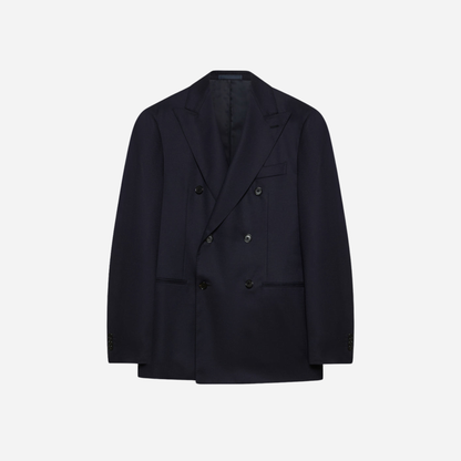 Double-Breasted Aida Blazer in Blue Wool 