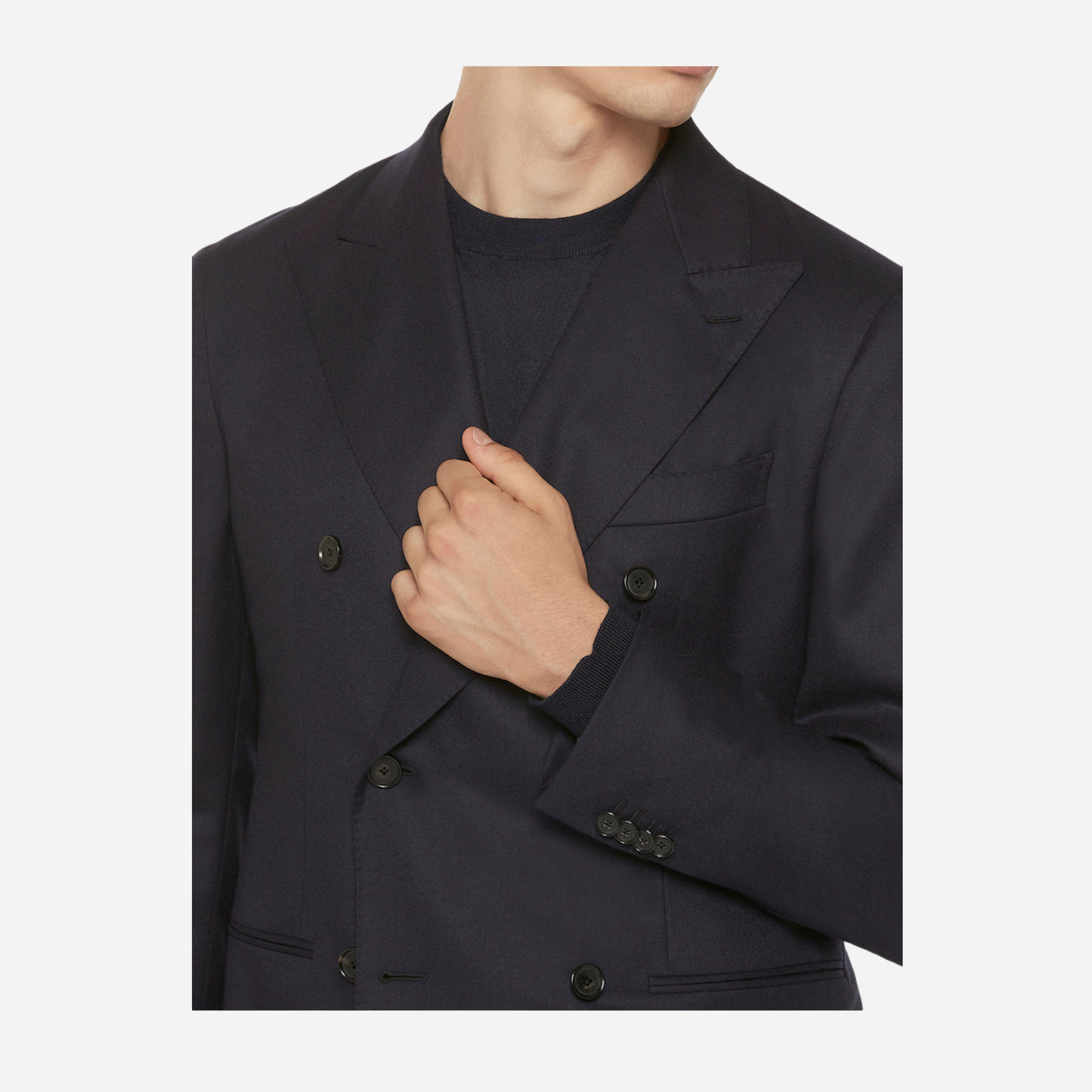 Double-Breasted Aida Blazer in Blue Wool 