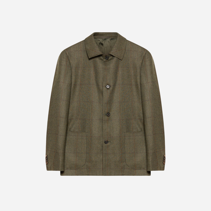 Fedora Blazer in checked wool tweed and silk