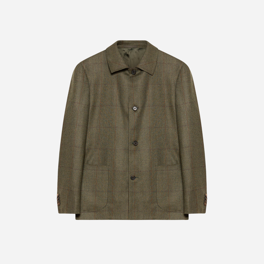 Fedora Blazer in checked wool tweed and silk