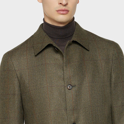 Fedora Blazer in checked wool tweed and silk