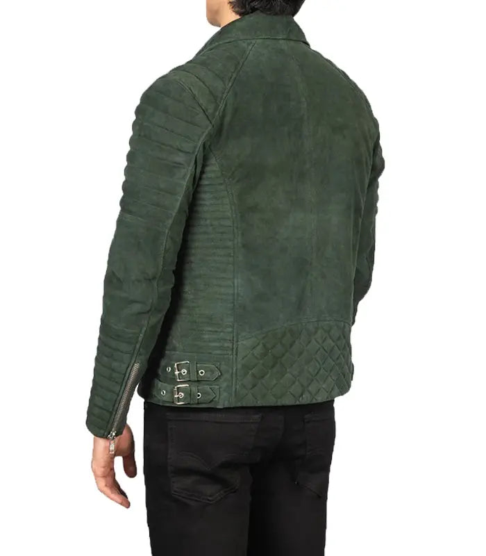 Green Suede Biker Jacket