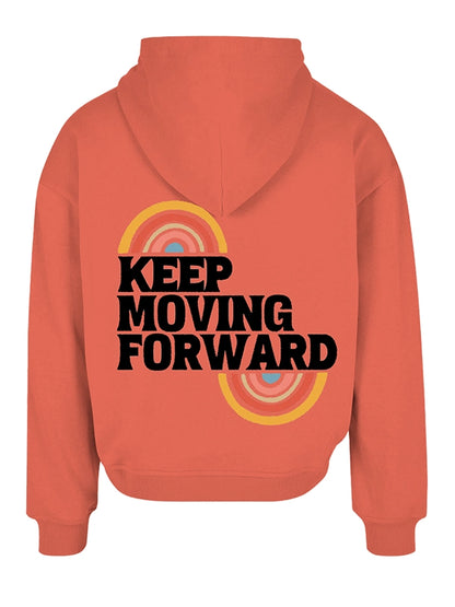 Keep Moving Forward Custom Hoodie – Orange Retro Motivational Pullover