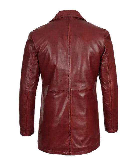 Maroon Real Sheepskin Leather Coat