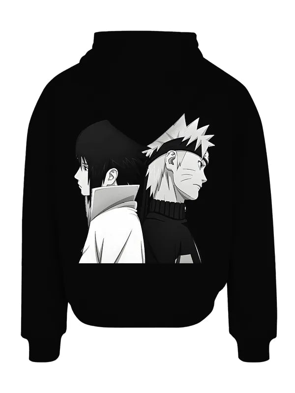 Naruto and Sasuke Anime Graphic Black Custom Hoodie