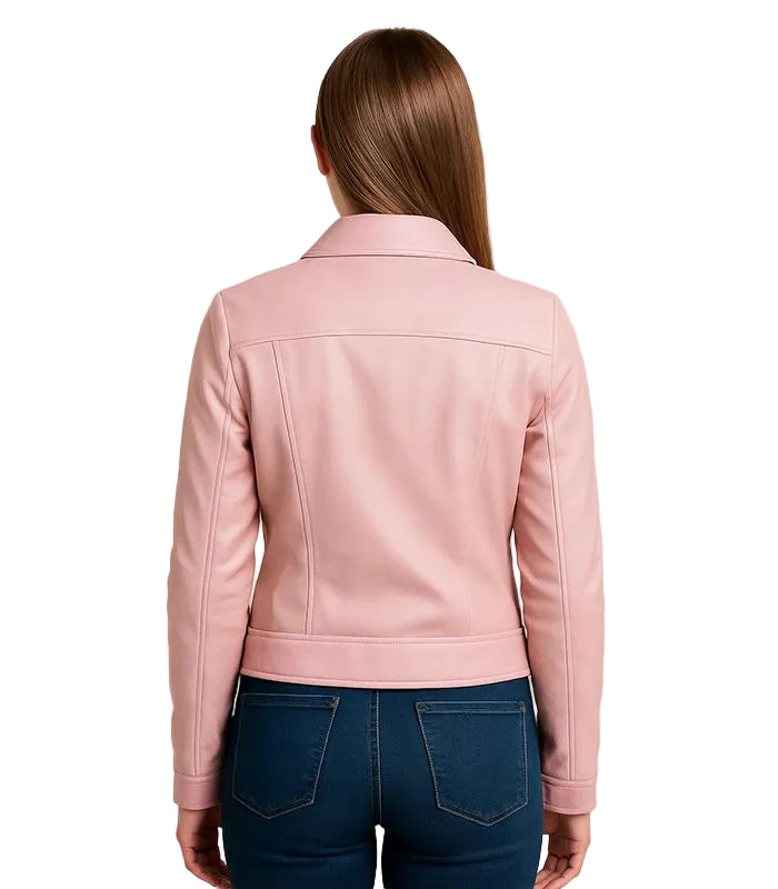 Pink Classic Leather Jacket 