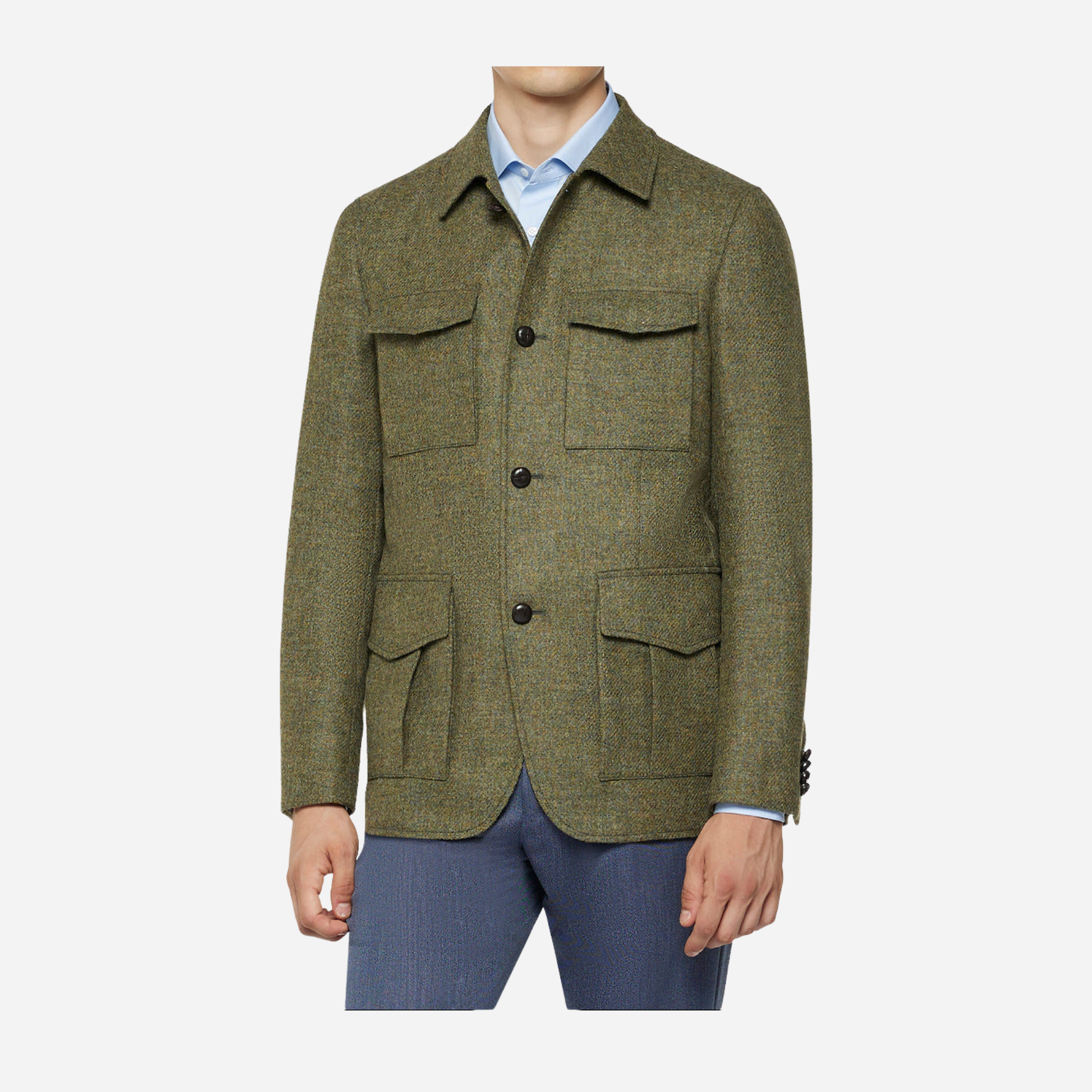 Saharian Blazer in green shetland wool