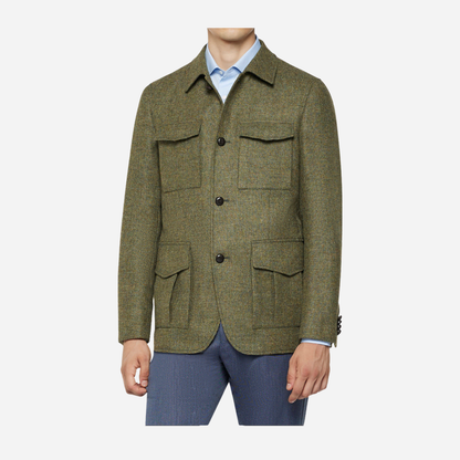 Saharian Blazer in green shetland wool