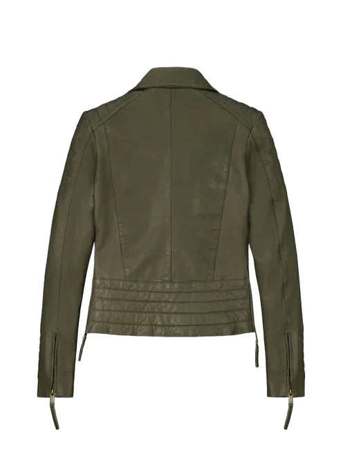 Stylish Olive Green Biker Jacket for Women