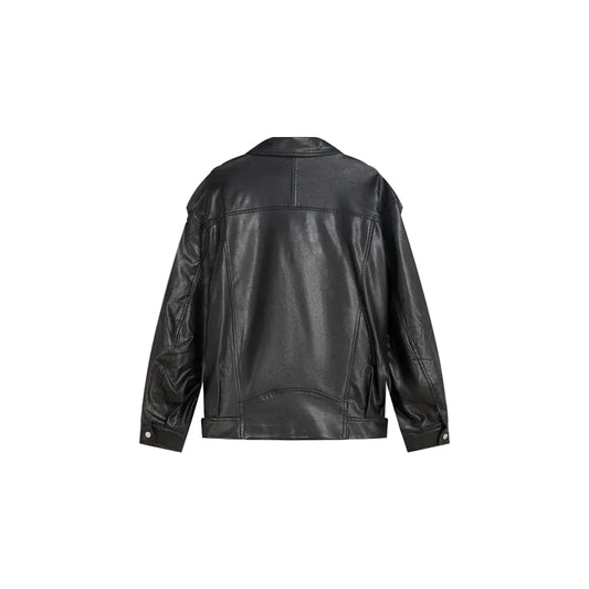 Women's Belted Black leather jacket