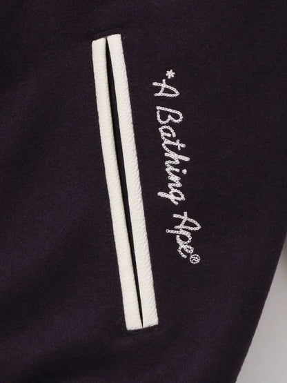 bape black white varsity jacket